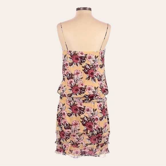 Nicole Miller Collection 100% Silk Floral Yellow Mini Dress Size 2 - Picture 2 of 11